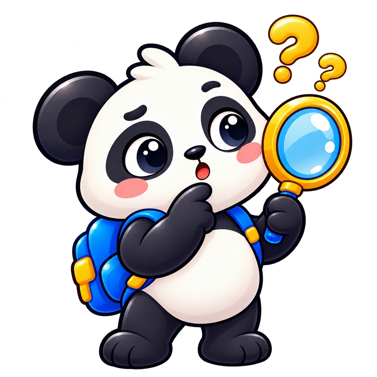 Zupi büyüteçli panda maskotu